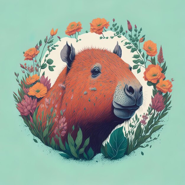 Foto vintage animal portrait un affascinante design per magliette con stile studio ghibli