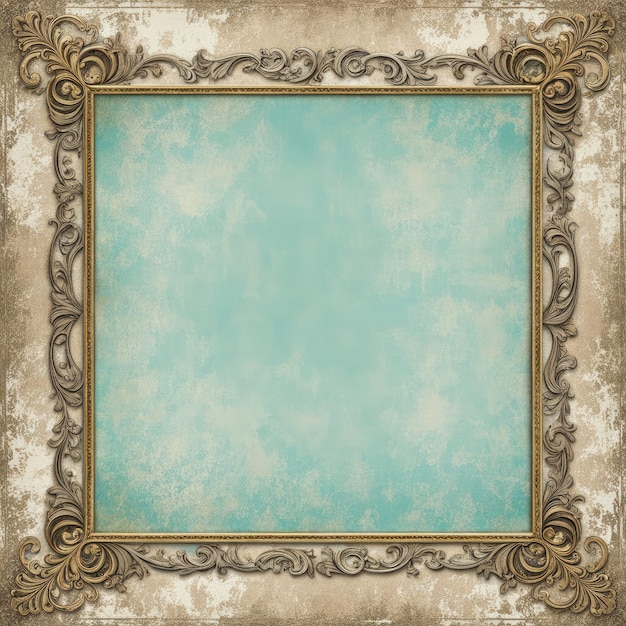 Photo vintage antique gold frame with wear imperfections