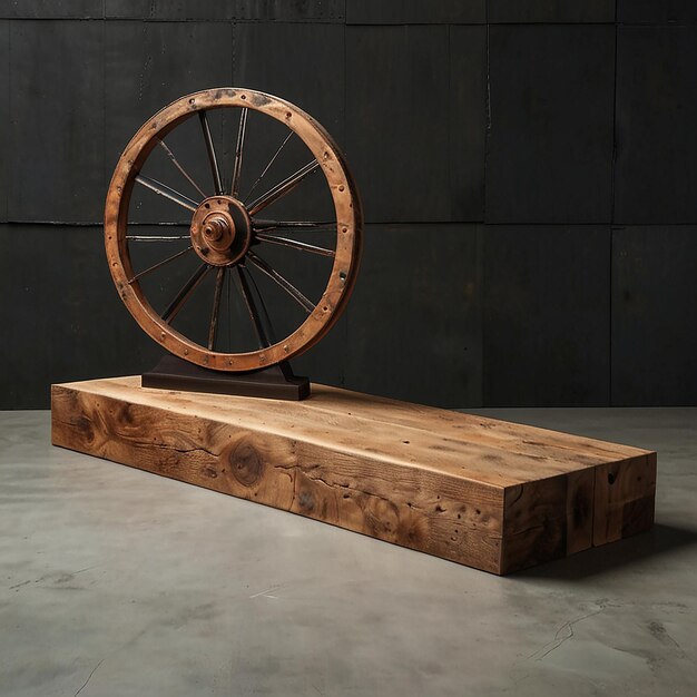 Vintage Appel Rustic Wheel Podium voor productpresentatie