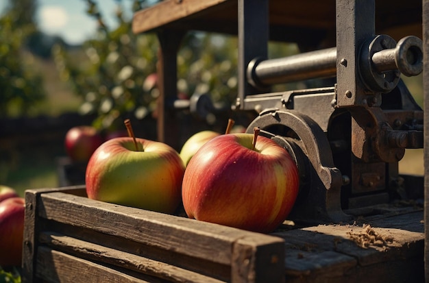 Photo a vintage apple press in action