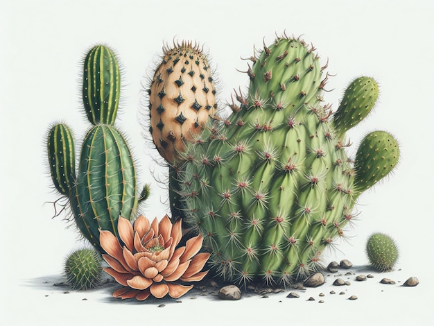 vintage aquarel cactus uniek realistisch