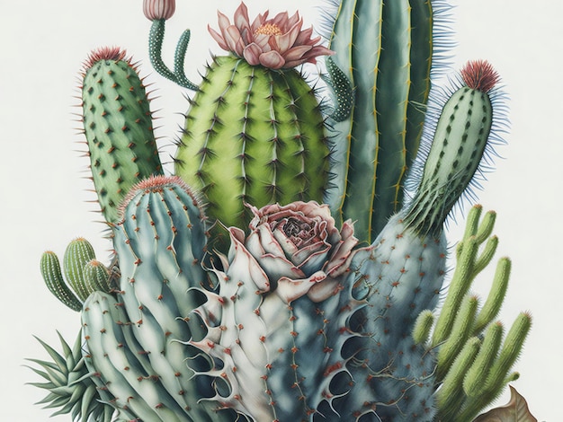 vintage aquarel cactus uniek realistisch