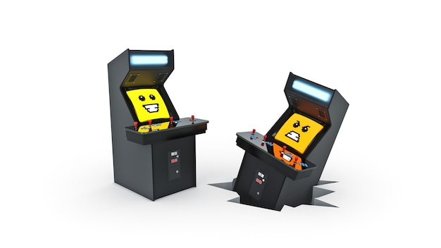 vintage arcade game machine 3D rendering