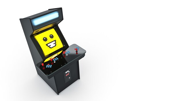 vintage arcade game machine 3D rendering