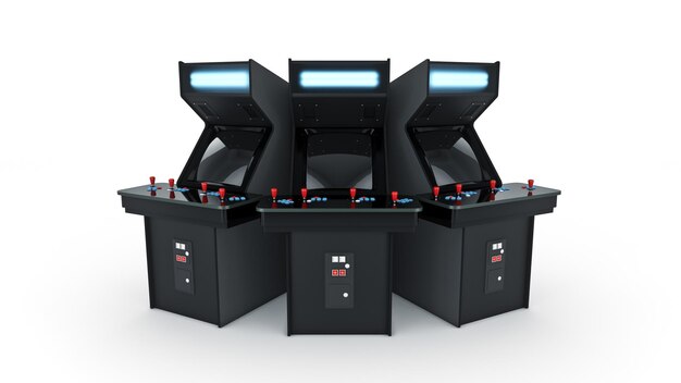 vintage arcade game machine. 3D rendering