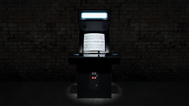 vintage arcade game machine 3D rendering