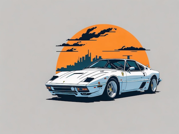 Vintage artwork of vintage retro car for tshirt graphic vector illustration