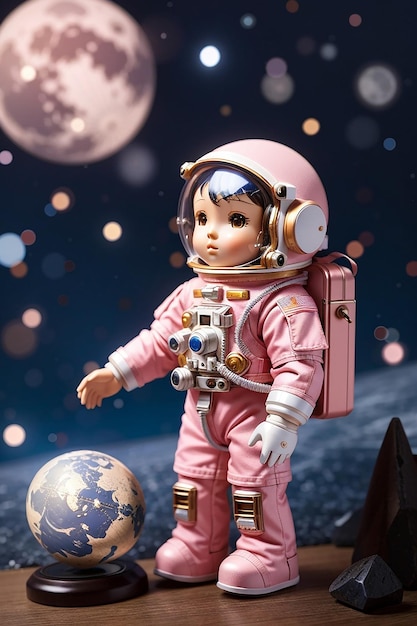 a vintage astronaut doll ai image