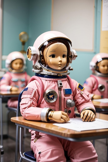 ビンテージの宇宙飛行士人形のAI画像