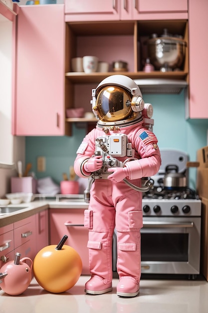 a vintage astronaut doll ai image