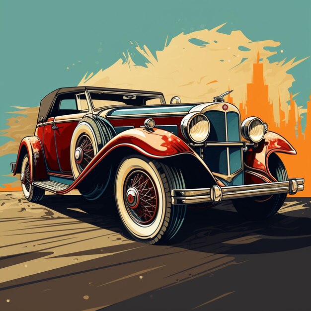 Foto vintage auto in cartoon design