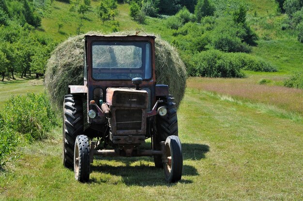 Foto vintage auto op het veld