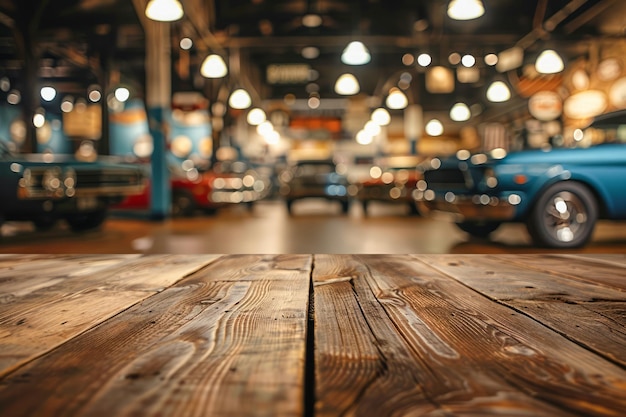 Vintage Automotive Showroom Interieur met elegante klassieke auto's en warme ambiance verlichting