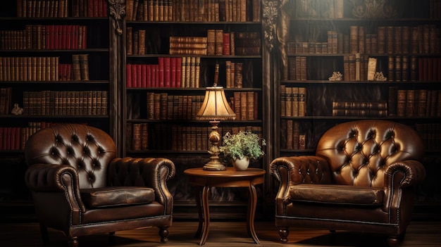 a vintage background evoking nostalgia with sepiatoned bookshelves
