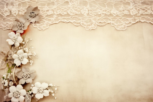 a vintage background with flowers and a lace border.