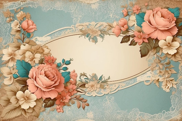 Foto sfondio vintage con ornamenti di pizzo e fiori