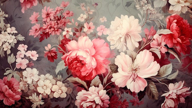 vintage background with pink and white flowers