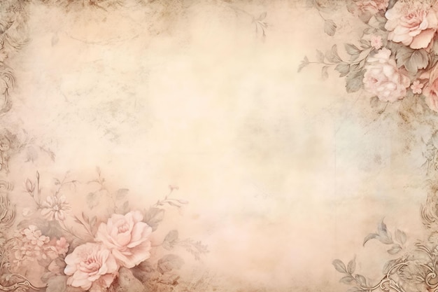 vintage background with roses on the old paper