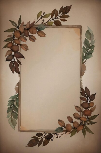 Vintage Background With Watercolor Coffee Beans and Leaves Cafe Template