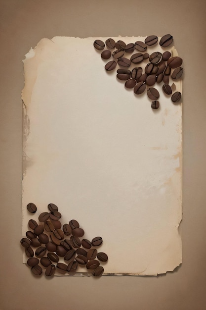 Vintage Background With Watercolor Coffee Beans and Leaves Cafe Template