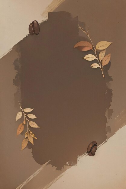 Foto sfondio vintage con acquerelli, chicchi di caffè e foglie, modello di caffè