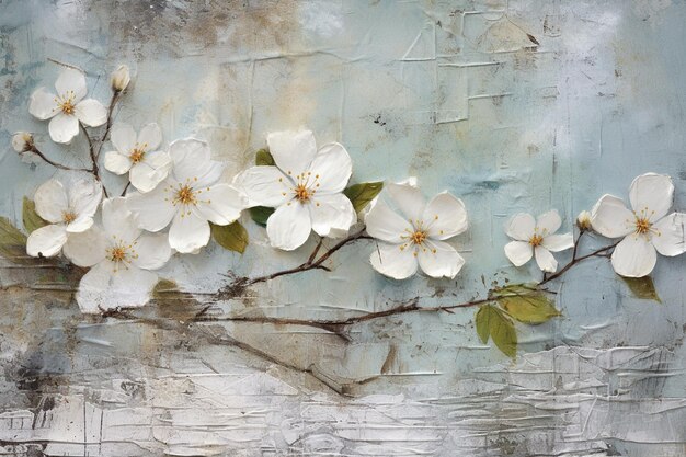 Vintage background with white flowers