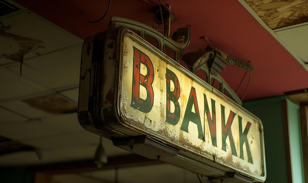 Photo vintage bank sign pointing