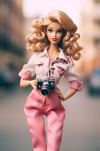 Premium AI Image  1960s Chic Barbie's Retro Revival in Vibrant