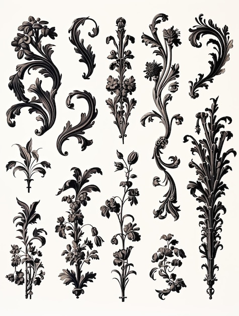 Vintage barokke ornamentelementen voor ontwerp barokke ornamentwervelingen