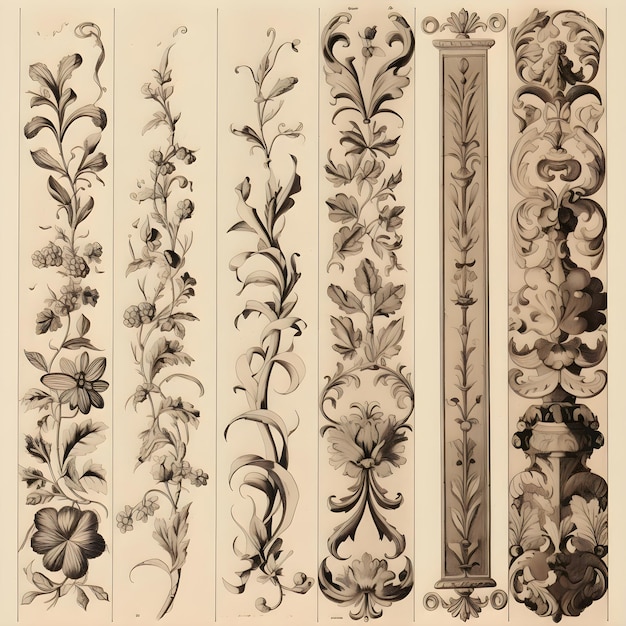 Photo vintage baroque decorative elements hand drawn background for design