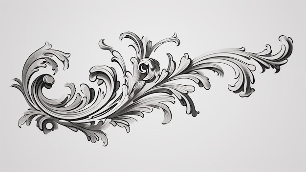 Фото Винтажный барокко цветочный свиток листья орнамент файл дизайн винтаж