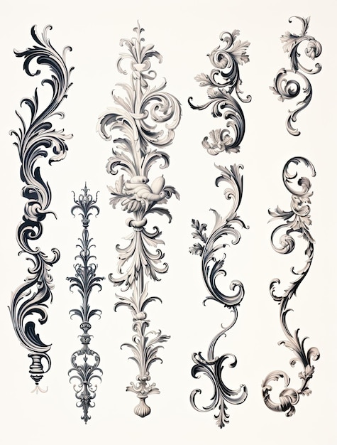 Vintage baroque ornament elements for design Baroque ornament swirls