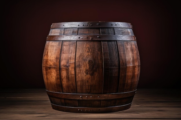 Vintage barrel on a brown backdrop