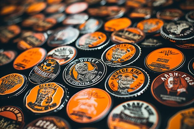 Photo vintage bbq badges in black and orange