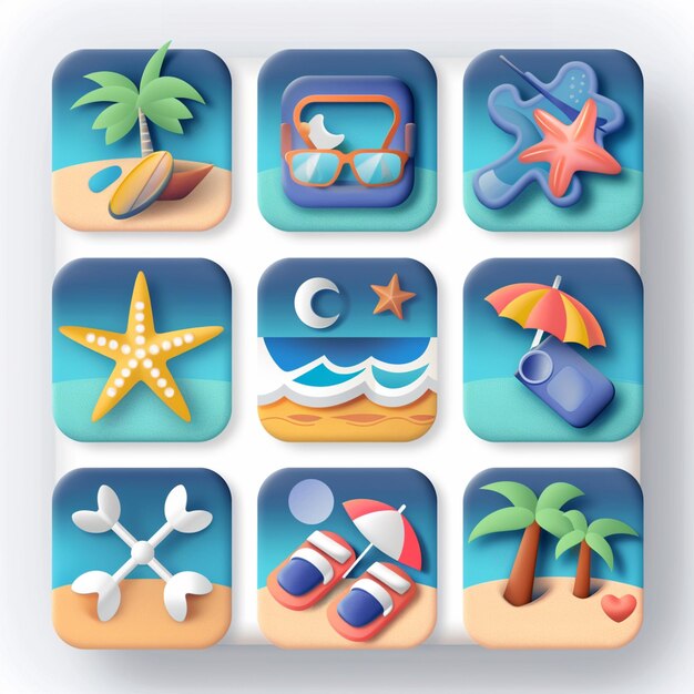 ヴィンテージビーチ・バケーション アプリ アイコンセット