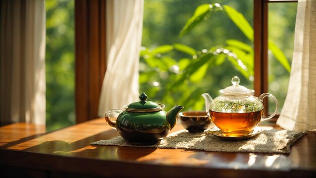 Photo vintage beautiful teaware tea leaves