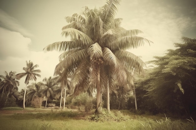 Vintage beautiful tropical palm tree vintage filter