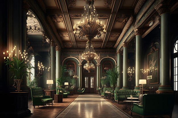 Vintage beautiful victorian retro interior Luxury classic Neural network AI generated