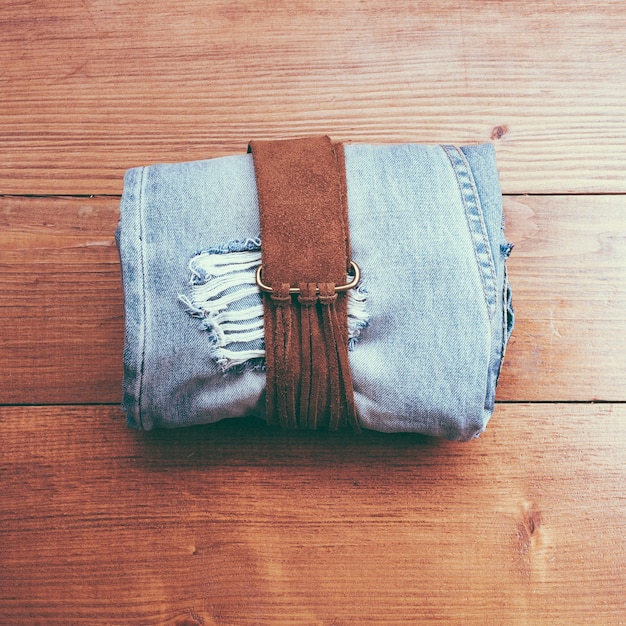 Vintage belt and jeans. cowboy retro style