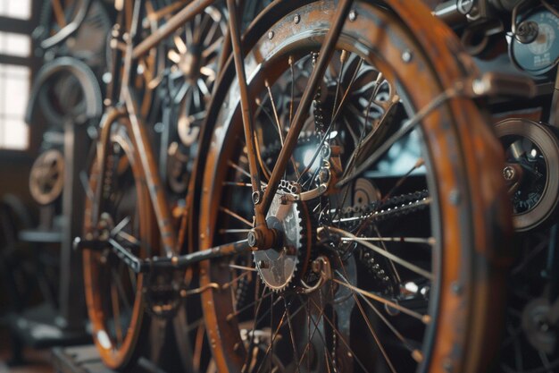 Vintage bicycle and bike gear decor octane render