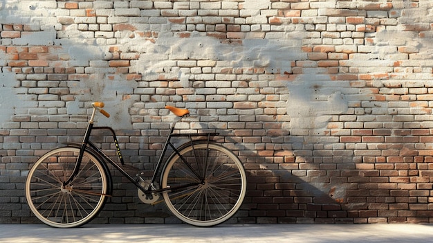 Vintage Bicycle Leaning Against Brick Wall Urban Image