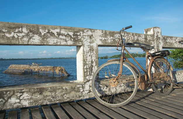 vintage bicycle parking at U Bein Bridge