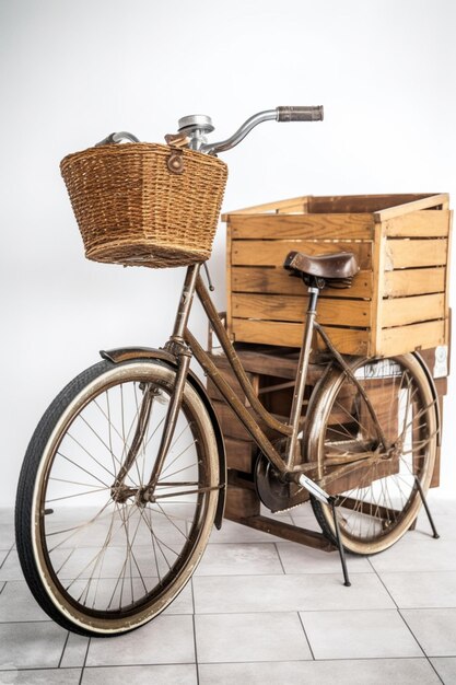 A vintage bicycle on white background