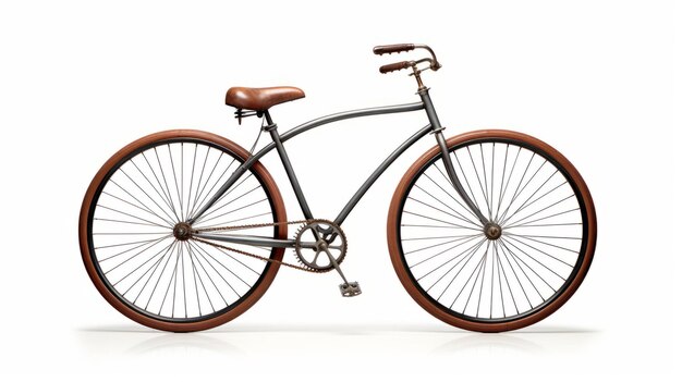 Photo vintage bike on white background with leather tire
