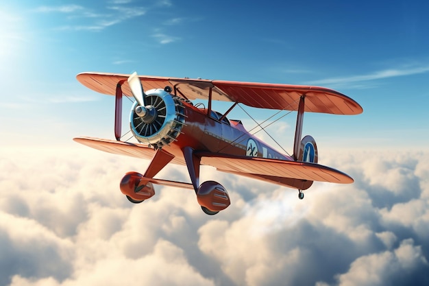 A vintage biplane performing daring stunts in a cl 00520 03