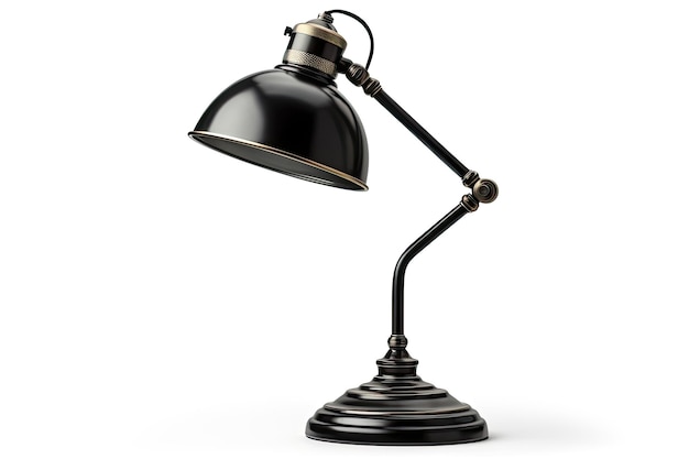 Винтажная черная настольная лампа, изолированная на белом