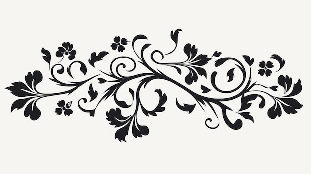 Photo vintage black floral design on white background