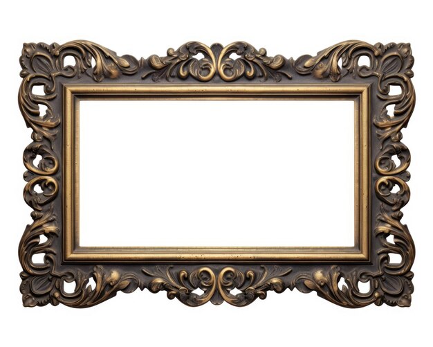 Photo vintage black gold frame on isolated white background elegant empty design for antique object