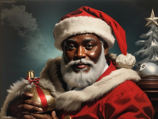 Vintage Black Santa Claus Generative AI