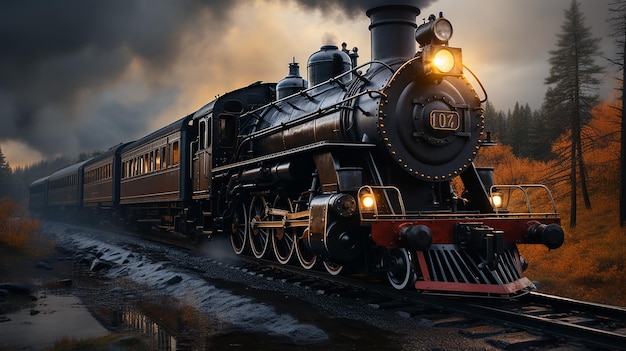 vintage black steam train